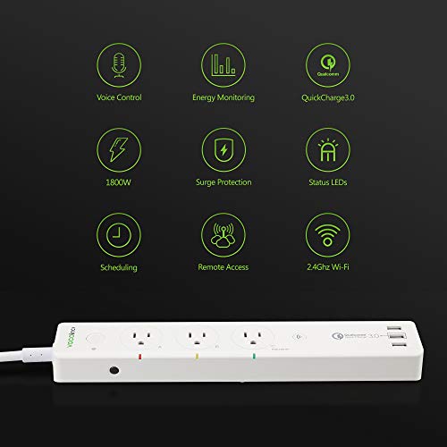 VOCOlinc PM2 Smart Power Strip Surge Protector · Outlet C Power Meter · Works with Apple HomeKit & Amazon Alexa & Google Assistant · 2.4GHz Wi-Fi (3 Outlets + 3 USB - a QC 3.0 USB)