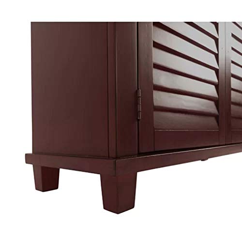 Accent Chest Cabinet. Functional Distressed Classic Coastal Clean-Lined Solid Acacia Charlise 1 Drawer Accent Chest Cabinet with Double Door. (Antique Red)