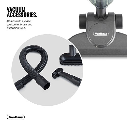 VonHaus Cordless 22.2V Lithium-ion 2 in 1 Stick Handheld Vacuum Cleaner Lightweight Includes Crevice Tool, Carpet Roller & Brush Accessories