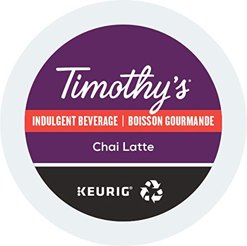 Timothy's World Coffee Chai Latte K-Cups for Keurig Brewers 24 Count