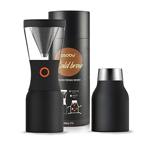 Asobu Coldbrew Portable Cold Brew Coffee Maker with a Vacuum Insulated 40oz Stainless Steel 18/8 Carafe Bpa Free