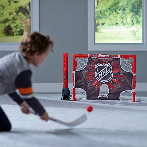 Franklin Sports Knee Hockey Goal Set - Mini Hockey Stick Set - Automatic Ball Passer, Goal & Target Set - Kids Hockey Set - NHL Licensed