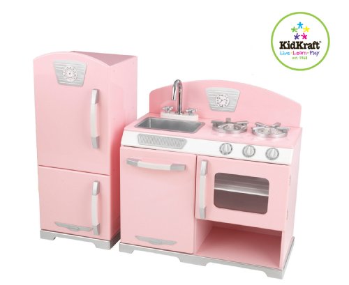 KidKraft Pink Retro Kitchen and Refrigerator