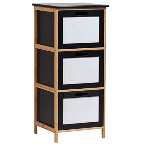 Accent Chest Cabinet. Black/White Bamboo Sleek Matte Multifunctional Riddick 3 Drawer Accent Chest Cabinet with Dry Erase Boards for Labelling.