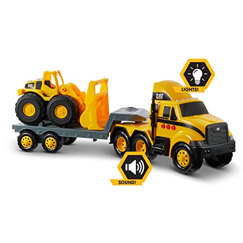 Cat Construction Heavy Mover Toy Semi Truck and Trailer with Lights & Sounds