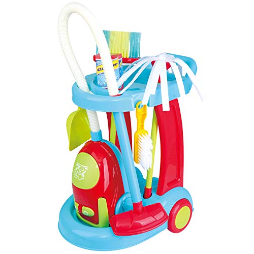 PlayGo My Cleaning Trolley with Vacuum Cleaner Toy 7 Pc Home Products for Kids Pretend Play Set for Kids Age 3 Years & Up