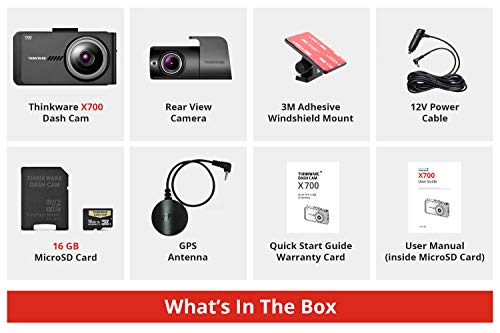 THINKWARE X700 Dual Dash Cam Front and Rear Camera for Cars, 1080P FHD, Dashboard Camera Recorder with G-Sensor