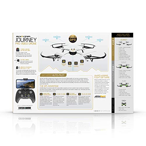 Sky Viper 1849 Journey GPS Streaming Video Drone, White/Black