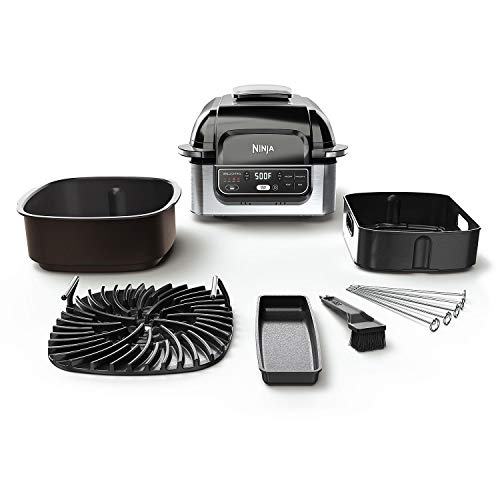 Ninja Foodi 5-in-1 Indoor Grill with 4-Quart Air Fryer with Roast, Bake, Dehydrate, and Cyclonic Grilling Technology, IG301A
