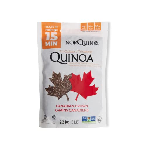 NorQuin Tri-Color Quinoa- Great Blend of Golden, Red & Black Quinoa (5lb) - Great for Food Storage, Restaurants & Wholesale - Perfect Rice & Grain Alternative - Kosher Certified, Gluten Free, Non-GMO