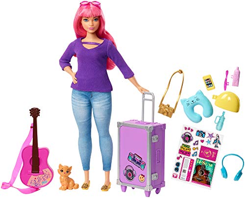 Barbie Daisy Doll and Travel Set with Kitten, Luggage, Guitar & Accessories