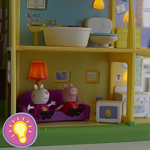 Peppa Pig Peppa’s Adventures Peppa's Playtime to Bedtime House Toy, with Speech, Light, and Sounds, 3 Figures, 13 Accessories, Ages 3 and Up