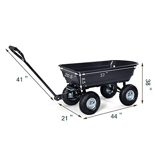 660LBS Garden Dump Cart Dumper Wagon Carrier Wheel Barrow Air Tires Heavy Duty