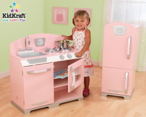 KidKraft Pink Retro Kitchen and Refrigerator