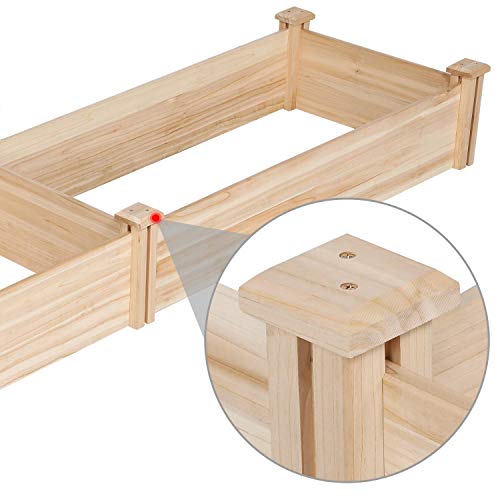 YAHEETECH Raised Garden Bed Kit - Wooden Elevated Planter Garden Box for Vegetable/Flower/Herb Outdoor Solid Wood 96.7 x 24.6 x 10.6inches