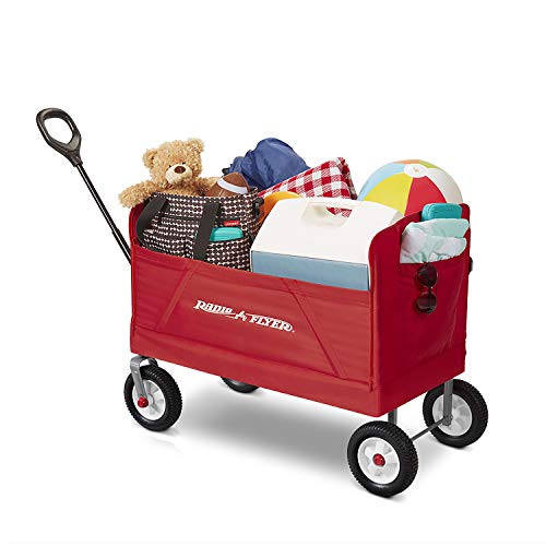 Radio Flyer 3-in-1 EZ Fold Wagon Ride On, Red