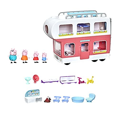 Peppa Pig Peppa’s Adventures Peppa’s Family Motorhome Preschool Toy, Vehicle to RV Playset, Plays Sounds and Music, Ages 3 and up, F2182