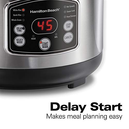Hamilton Beach Rice & Hot Cereal Cooker, 7-Cups uncooked Resulting in 14-Cups (Cooked), with Steam & Rinse Basket (37548)