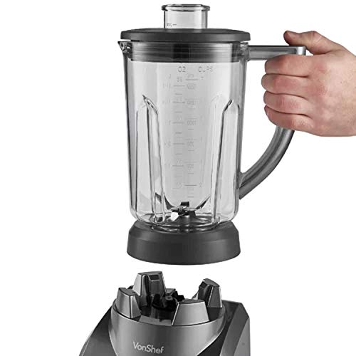 Countertop Blender. Convenient BPA Free Non-Skid Base Grey Full Force 750W Table Countertop Blender with Plastic Jar.