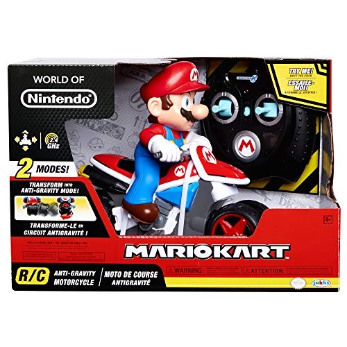 World of Nintendo Mario Kart 8 RC Motorcycle with Transforming & Light up Wheels Remote Control Vehicle