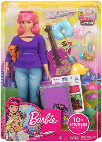 Barbie Daisy Doll and Travel Set with Kitten, Luggage, Guitar & Accessories