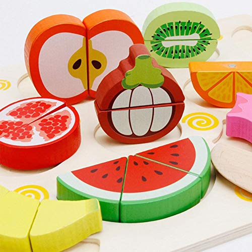 Lehctin Educational Wooden Blocks Toy Set, Cutting Toy, Wooden Food Fruit Vegetable