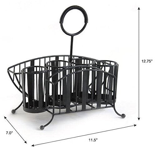 Mesa Delaware Collection Flatware Organizer and Picnic Caddy Carry All, Matte Black