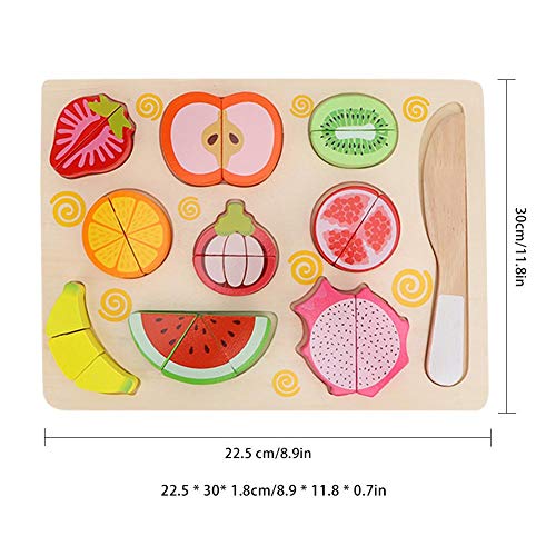 Lehctin Educational Wooden Blocks Toy Set, Cutting Toy, Wooden Food Fruit Vegetable