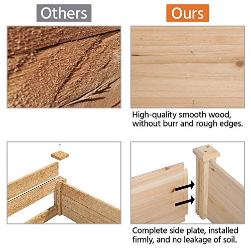 YAHEETECH Raised Garden Bed Kit - Wooden Elevated Planter Garden Box for Vegetable/Flower/Herb Outdoor Solid Wood 96.7 x 24.6 x 10.6inches