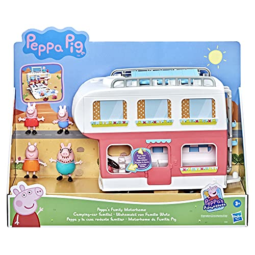 Peppa Pig Peppa’s Adventures Peppa’s Family Motorhome Preschool Toy, Vehicle to RV Playset, Plays Sounds and Music, Ages 3 and up, F2182