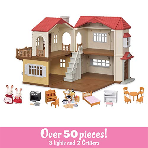 Calico Critters Red Roof Country Home Gift Set, Dollhouse Playset, Furniture and Accessories Included