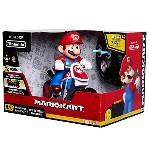 World of Nintendo Mario Kart 8 RC Motorcycle with Transforming & Light up Wheels Remote Control Vehicle