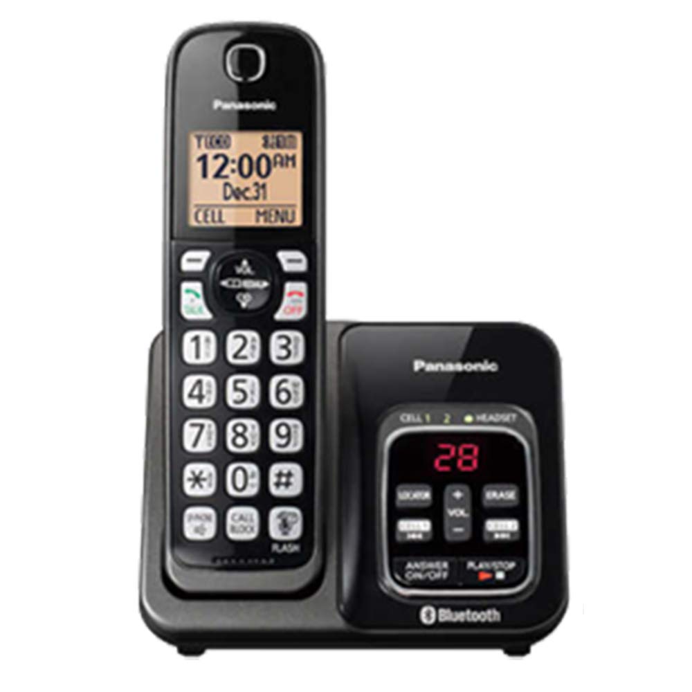 Panasonic 3 Hand Set DECT 6.0 Digital Phone System with Link2Cell - Bluetooth - Remote Voice Assist to Siri, Google Now