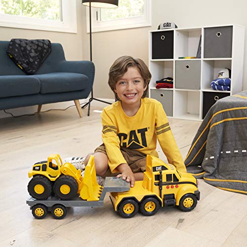 Cat Construction Heavy Mover Toy Semi Truck and Trailer with Lights & Sounds