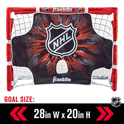 Franklin Sports Knee Hockey Goal Set - Mini Hockey Stick Set - Automatic Ball Passer, Goal & Target Set - Kids Hockey Set - NHL Licensed