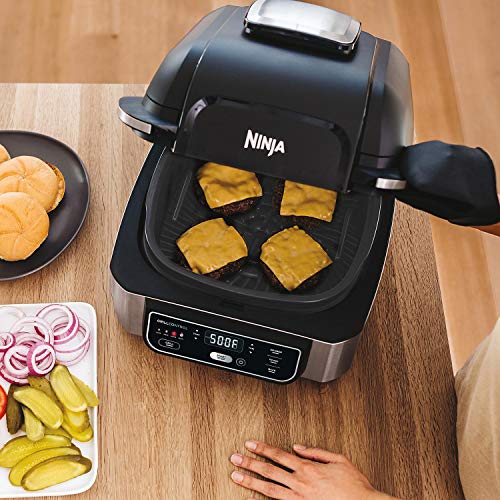 Ninja Foodi 5-in-1 Indoor Grill with 4-Quart Air Fryer with Roast, Bake, Dehydrate, and Cyclonic Grilling Technology, IG301A