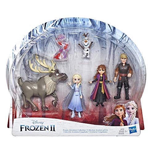 Disney Frozen Adventure Collection, 5 Small Dolls from Frozen 2, Anna, Elsa, Kristoff, Sven, Olaf, and Gale Accessory