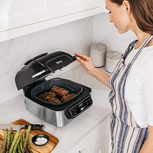 Ninja Foodi 5-in-1 Indoor Grill with 4-Quart Air Fryer with Roast, Bake, Dehydrate, and Cyclonic Grilling Technology, IG301A
