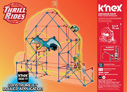 K'NEX Thrill Rides – Dinosaur Drop Roller Coaster Building Set Ride It! app – 361 Pieces – Ages 7+ Virtual Reality Construction Toy