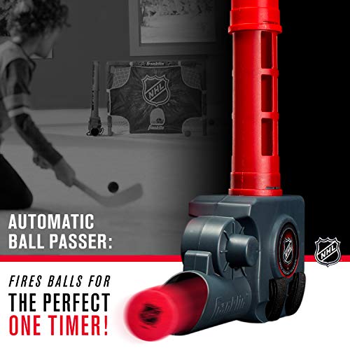 Franklin Sports Knee Hockey Goal Set - Mini Hockey Stick Set - Automatic Ball Passer, Goal & Target Set - Kids Hockey Set - NHL Licensed