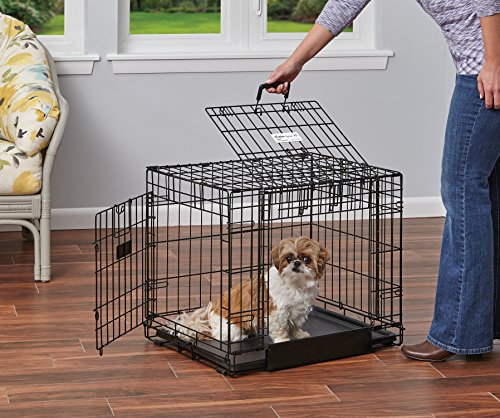 Ovation Folding Dog Crate | Dog Crate Features Space-Saving Overhead “Garage” Style Door & Comes Fully Equipped w/ Replacement Tray, Divider Panel & Floor Protecting Roller Feet