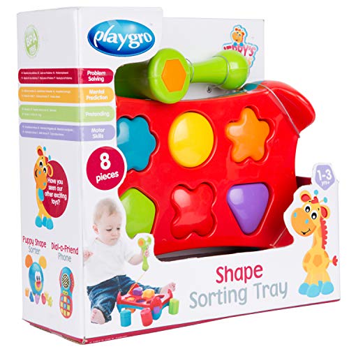 Playgro 6684339 Shape Sorting Tray for baby infant toddler children, Playgro is Encouraging Imagination with STEM/STEM for a bright future - Great start for a world of learning
