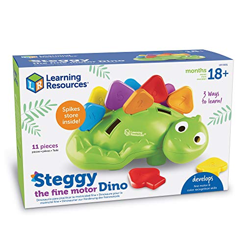 Learning Resources Steggy the Fine Motor Dino, Montessori Toys, Color Recognition, Developmental Toys, Fine Motor Toy, Ages 2+