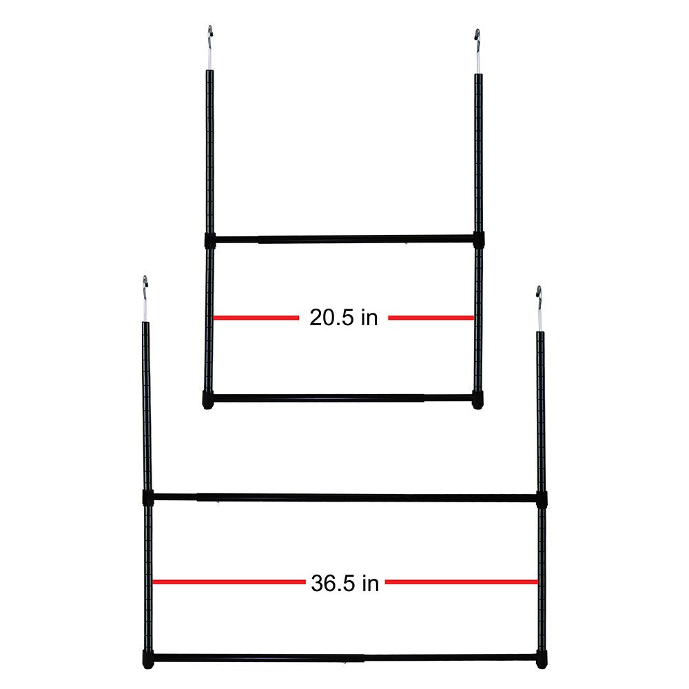 Oceanstar 2-Tier Portable Adjustable Closet Hanger Rod, Black