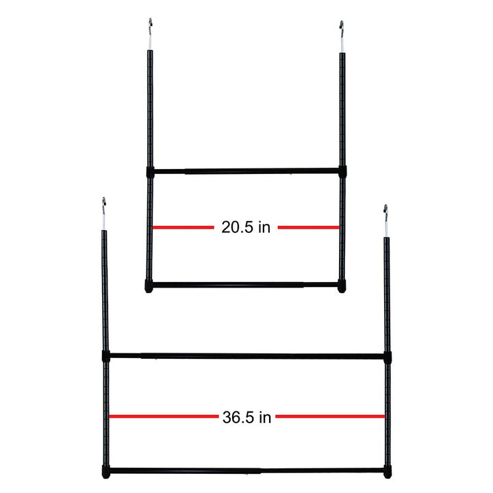 Oceanstar 2-Tier Portable Adjustable Closet Hanger Rod, Black