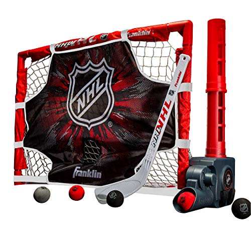 Franklin Sports Knee Hockey Goal Set - Mini Hockey Stick Set - Automatic Ball Passer, Goal & Target Set - Kids Hockey Set - NHL Licensed