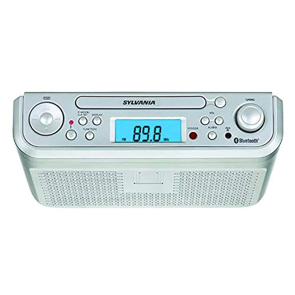 Sylvania SKCR2713 Under Counter CD Player with Radio and Bluetooth, Silver