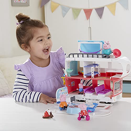 Peppa Pig Peppa’s Adventures Peppa’s Family Motorhome Preschool Toy, Vehicle to RV Playset, Plays Sounds and Music, Ages 3 and up, F2182