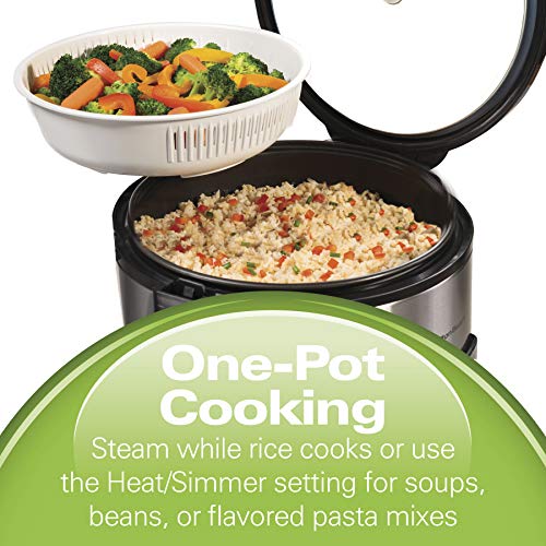Hamilton Beach Rice & Hot Cereal Cooker, 7-Cups uncooked Resulting in 14-Cups (Cooked), with Steam & Rinse Basket (37548)