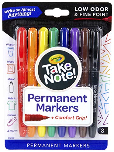 Crayola Take Note Permanent Marker, Fine Point, Assorted Colors, School Supplies